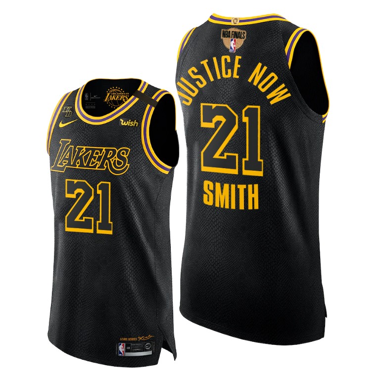 Men's Los Angeles Lakers J.R. Smith #21 NBA Justice Now Authentic 2020 Mamba Finals Black Basketball Jersey AOV0183AQ